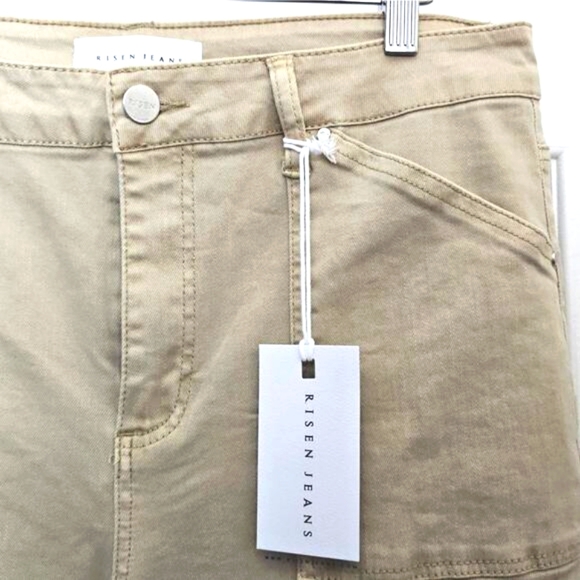 NWT Risen Jeans Women's 13 High Rise Wide Straight Leg Tan Khaki Streetwear - Picture 3 of 11